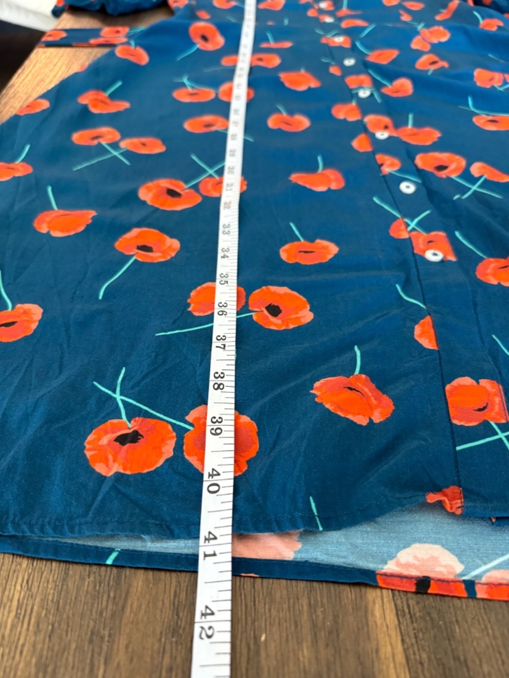 UNTUCKit Navy Blue Midi Dress with Red Floral Poppy Print - Picture 12 of 16
